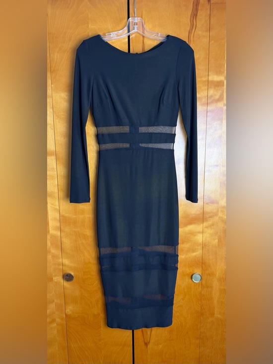 bebe Dresses & Skirts - Vintage Y2K Bebe Black Long Sleeve Bodycon Dress with Sheer Panels